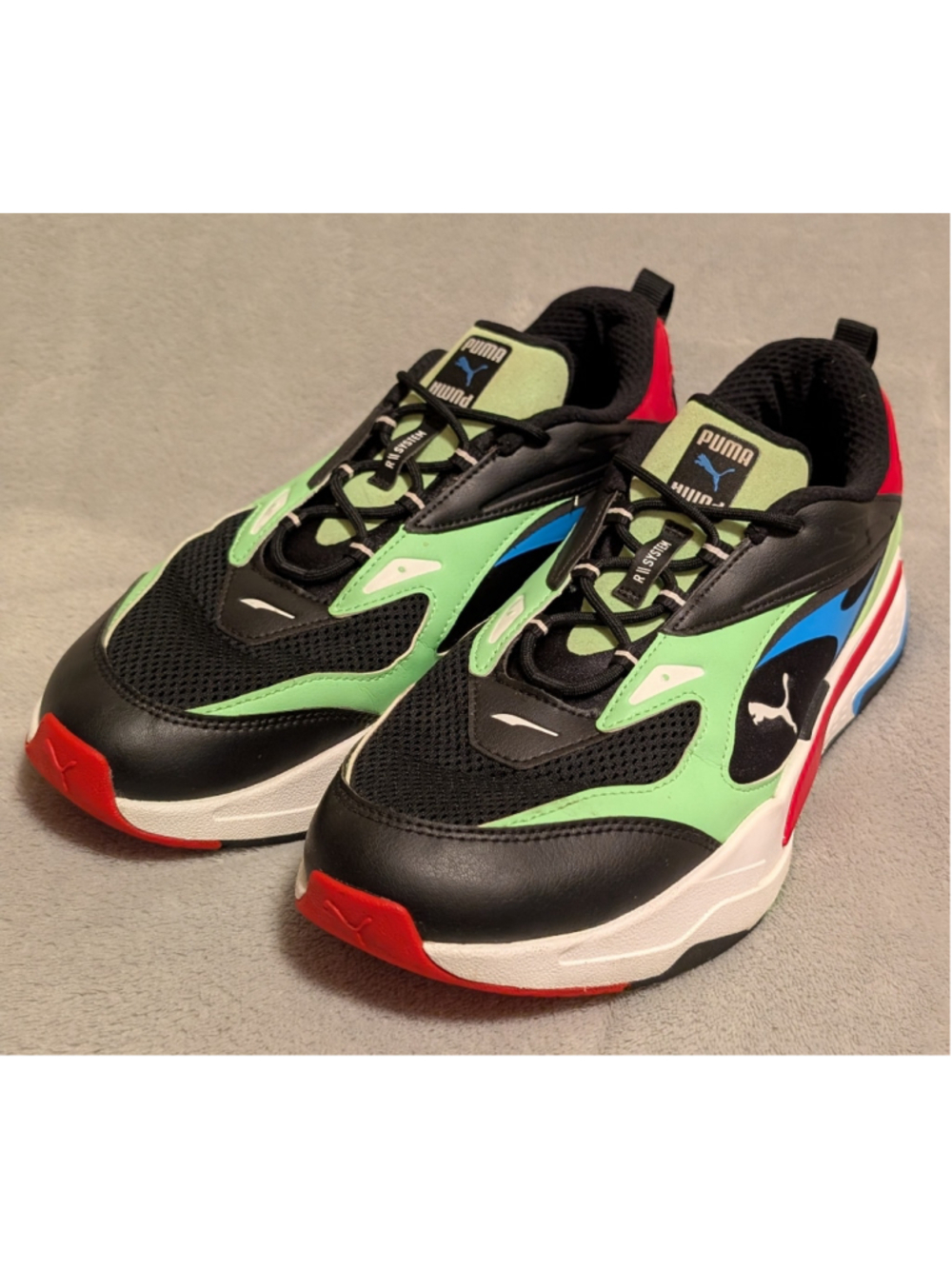 Puma RS-Fast Sneakers Black Green Red Blue US Men's Size 12 P12